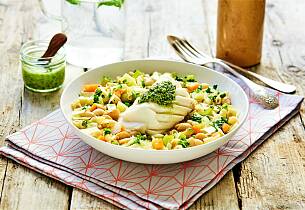 Brosme i minestronesuppe